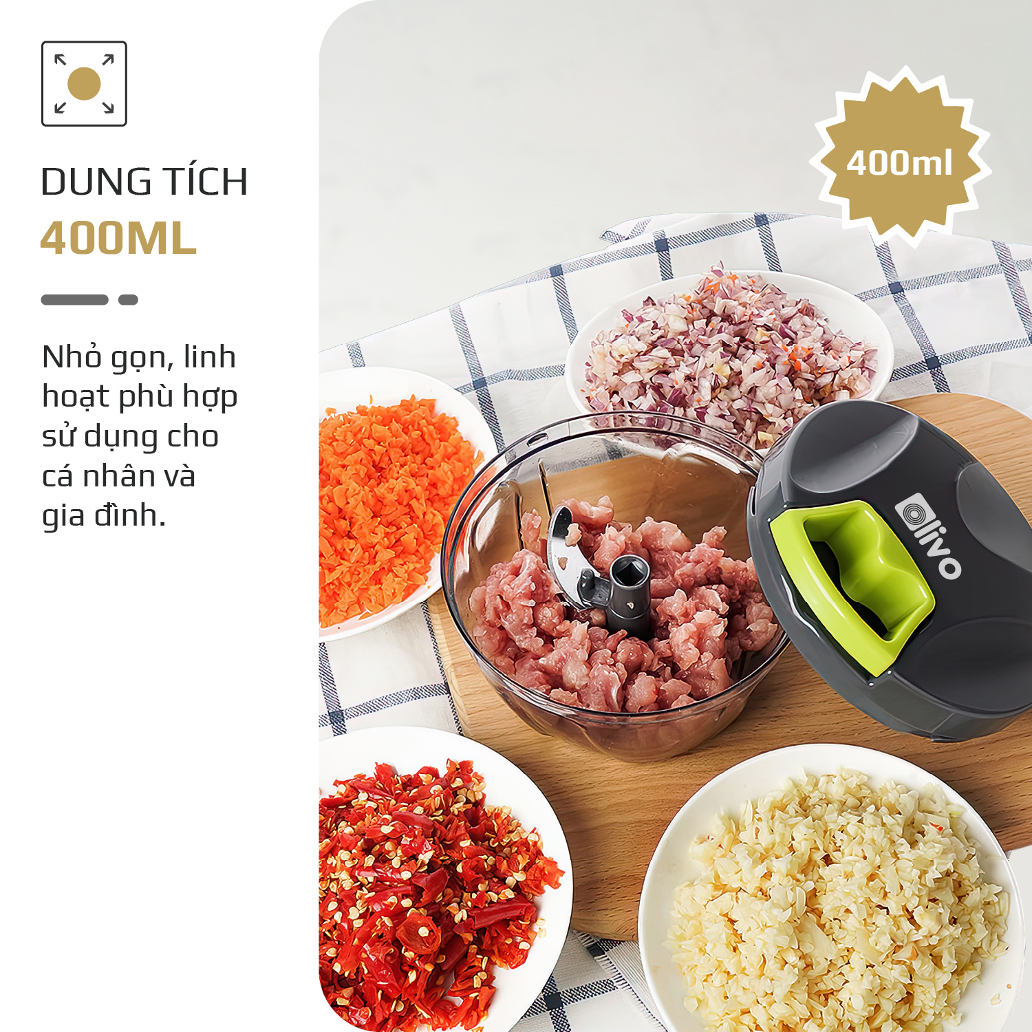 Dụng Cụ Xay Thực Phẩm Đa Năng Mini OLIVO MPC400A 6 Dụng Cụ Xay Thực Phẩm Đa Năng Mini OLIVO MPC400A 6