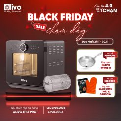 Nồi Chiên Hấp Đa Năng OLIVO SF16 PRO 2025 - Bản Nâng Cấp 70 Chế Độ Cài Sẵn, Toàn Bộ Khoang Nồi Và Phụ Kiện Bằng Inox 304 Cao Cấp, Dung Tích 16L, Vệ Sinh Dễ Dàng