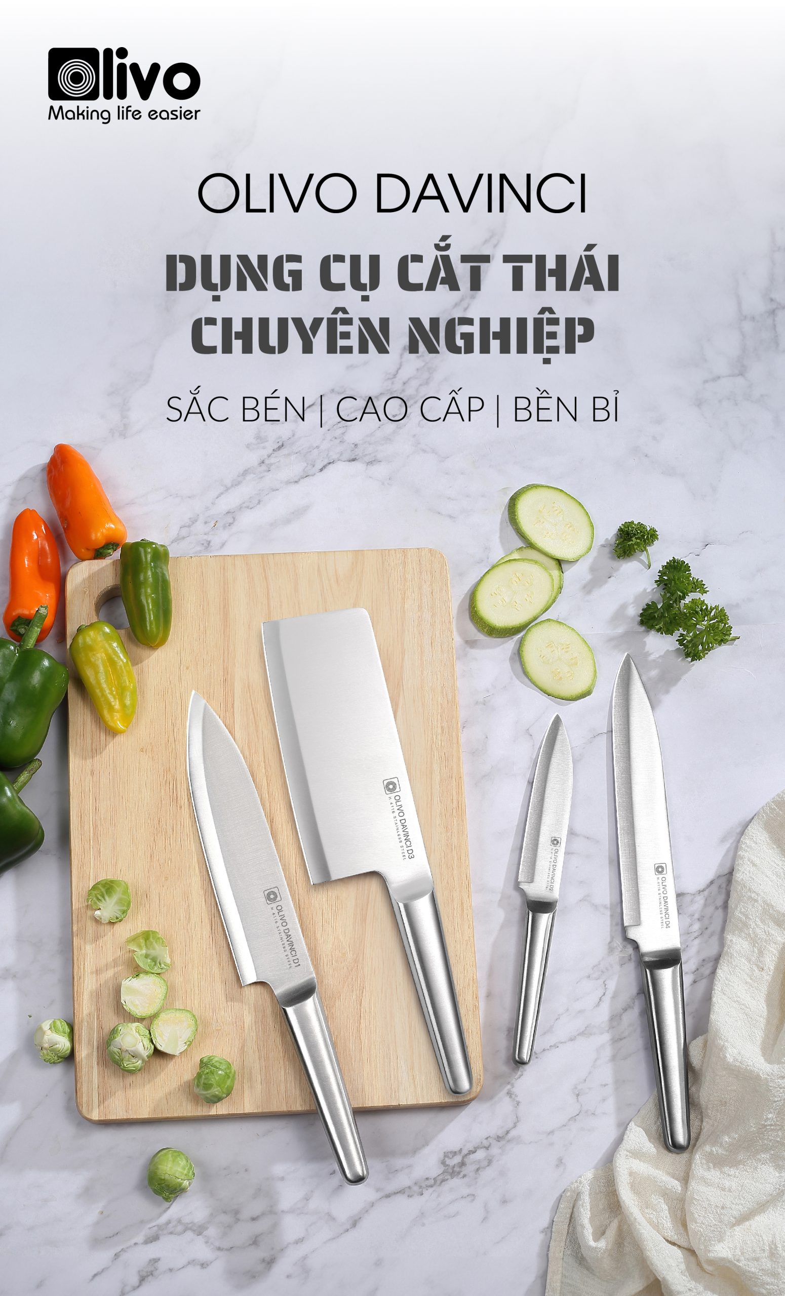 Bộ Dao 3 Món OLIVO DAVINCI
