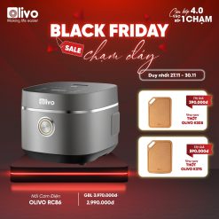 Nồi Cơm Điện OLIVO RC86 Titanium - Lòng Nồi INOX 304 Chống Dính Tự Nhiên, Nấu Cơm Ngon, Thiết Kế Tinh Tế, Sang Trọng