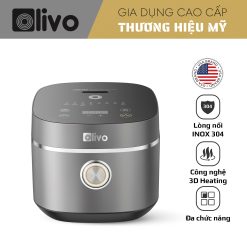 Nồi Cơm Điện OLIVO RC86 Titanium - Lòng Nồi INOX 304 Chống Dính Tự Nhiên, Nấu Cơm Ngon, Thiết Kế Tinh Tế, Sang Trọng