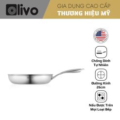 CHẢO INOX OLIVO STEVE 2655 – Chống Dính Tự Nhiên, An Toàn Cho Sức Khỏe, Đường Kính 26cm, Sâu 5.5cm, Nấu Được Trên Mọi Loại Bếp