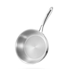 Chảo INOX OLIVO STEVE 2485 – Chống Dính Tự Nhiên, Đáy 4 Lớp, Đường Kính 24cm, Sâu Lòng 8.5cm, Nấu Được Trên Mọi Loại Bếp