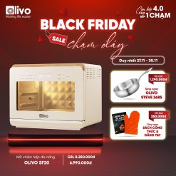 Nồi Chiên Hấp Đa Năng OLIVO SF20 PRO - Dung tích vượt trội 20L, Ứng dụng công nghệ hiện đại bậc nhất - Hấp Nano Steam/Chiên Eco Fry, 70 Chế Độ Cài Sẵn,Vệ Sinh Dễ Dàng