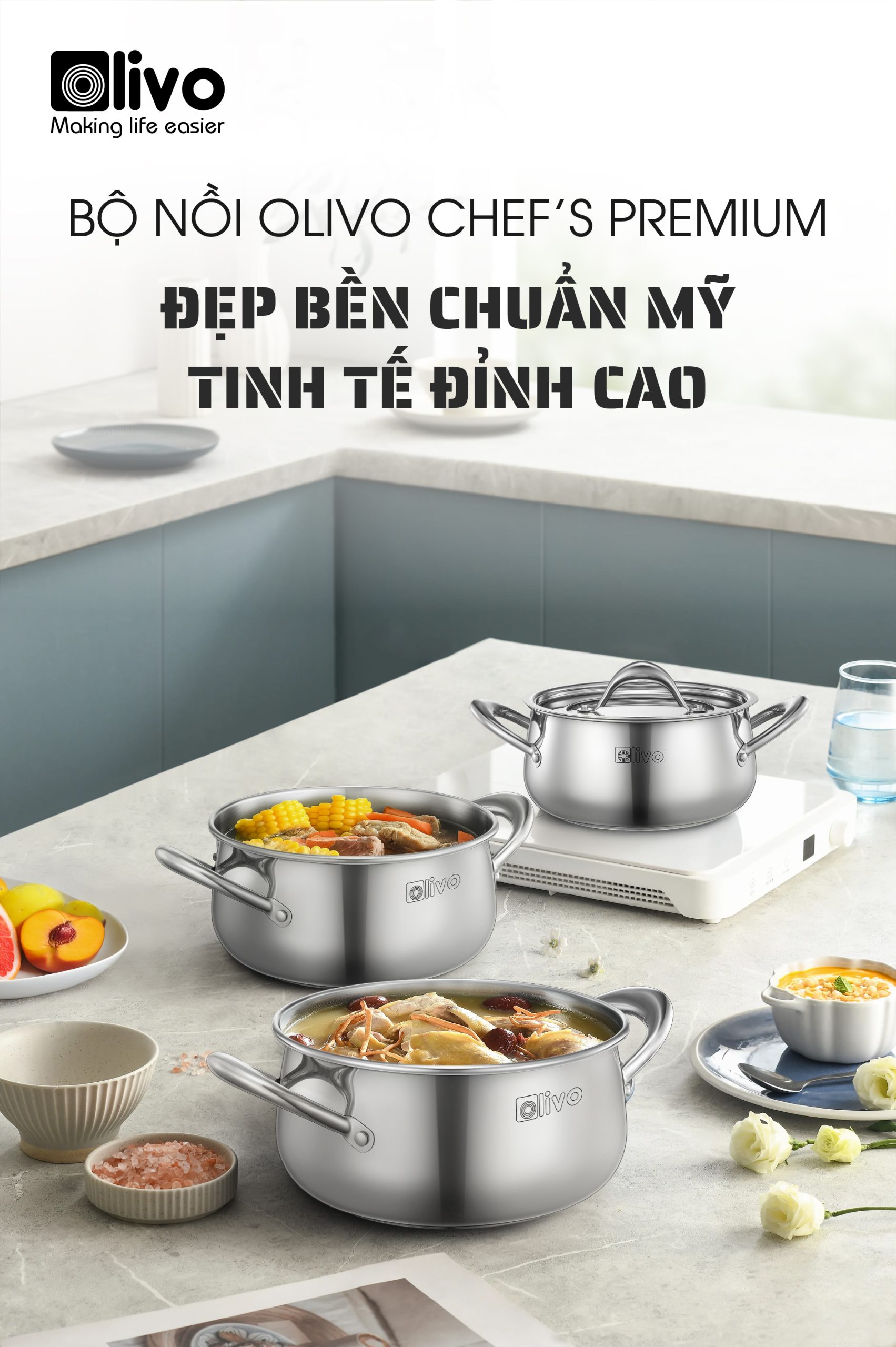 Bộ Nồi Inox OLIVO Chef’s Premium