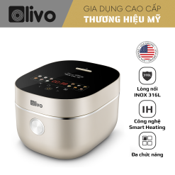 Nồi Cơm Điện Cao Tần OLIVO RC800IH – Công Nghệ Nấu Cao Tần Smart Heating, Lòng Nồi INOX 316L, 14 Chế Độ Cài Sẵn, Dung Tích 1.5L, Bảng Điều Khiển OLED