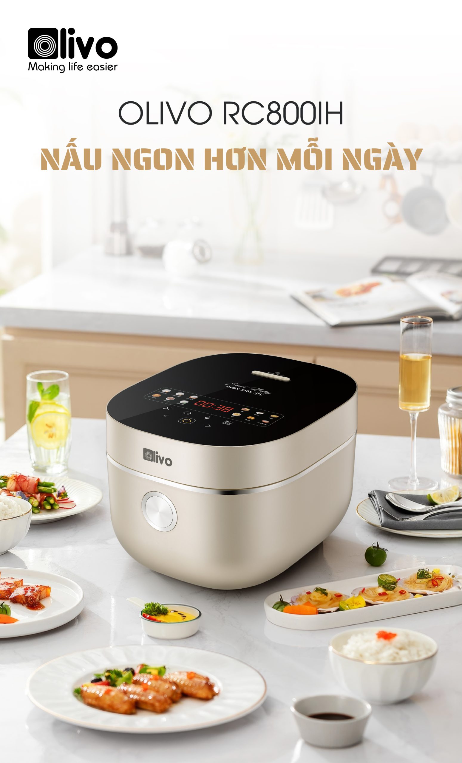Nồi Cơm Điện Cao Tần OLIVO RC800IH