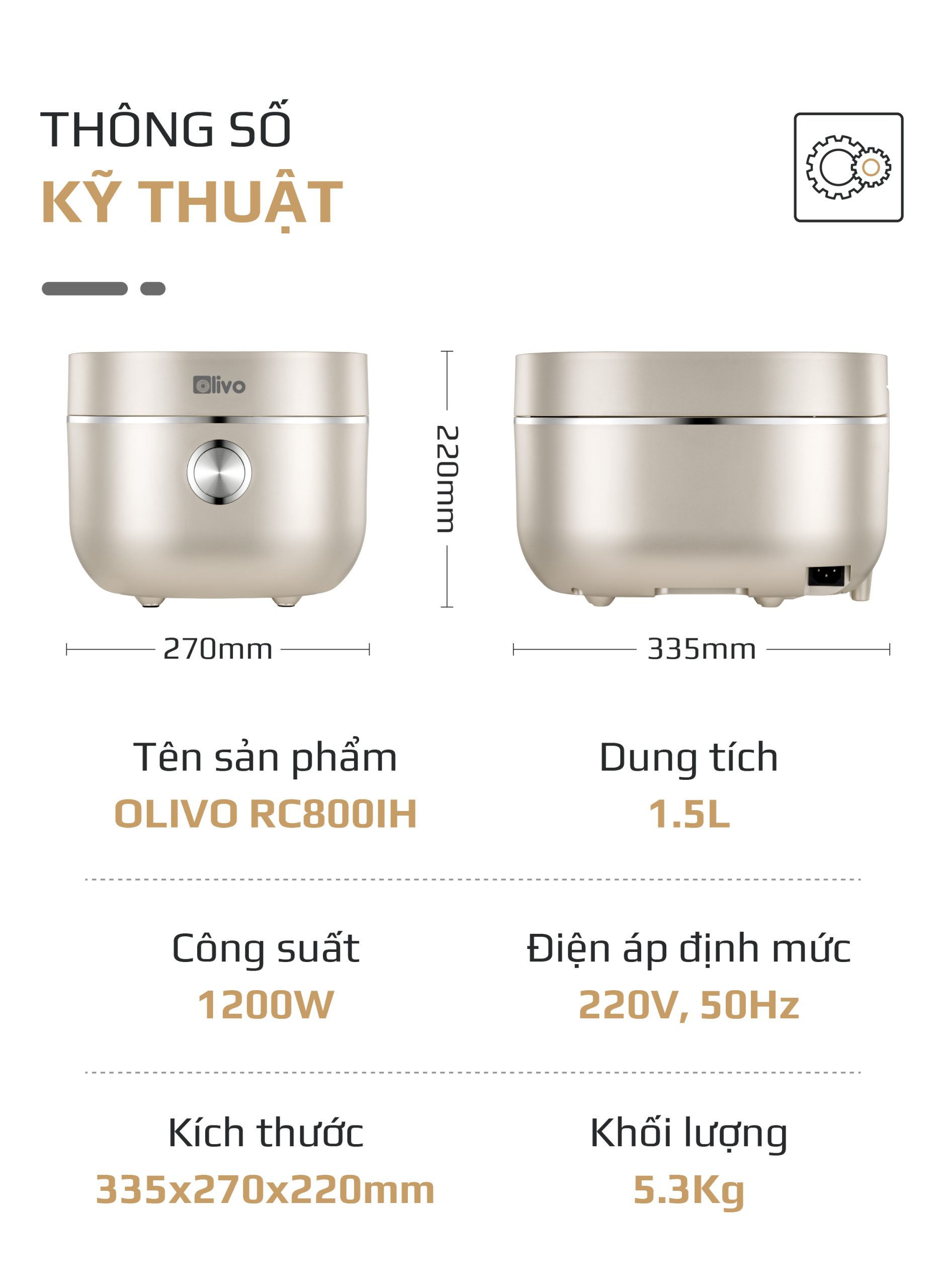 Nồi Cơm Điện Cao Tần OLIVO RC800IH