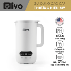 Máy Làm Sữa Hạt OLIVO CB1000 - Dung Tích 1L, Nắp INOX Kết Hợp Kính Cường Lực Duy Nhất Trên Thị Trường, Công Suất 880W, 9 Chế Độ, Chống Trào Tuyệt Đối