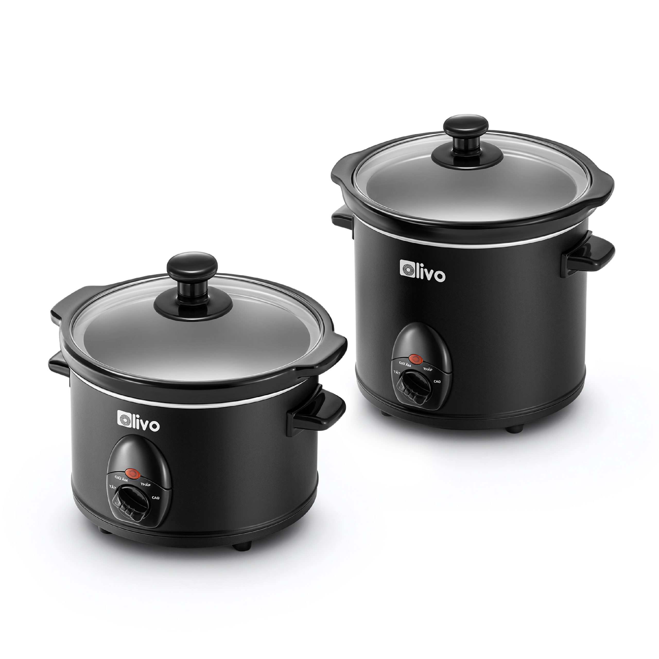 Nồi Nấu Chậm OLIVO SC25/SC30 – 3 Mức Nhiệt Cài Sẵn – Điều Khiển Núm Xoay – Lòng Gốm Tráng Men – Nắp Kính Cường Lực – Dung tích 2.5L/3L