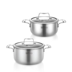 Bộ 2 Nồi OLIVO DAVINCI – Đa Dạng Kích Thước – Inox 3 Lớp – Nắp Kính Cường Lực – Nấu Được Trên Mọi Loại Bếp