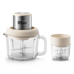 Máy Xay Thực Phẩm Đa Năng OLIVO FC25 - 2 Cối Xay - Dung Tích 2L Và 300ML - Công Suất 300W - 3 Chế Độ Xay