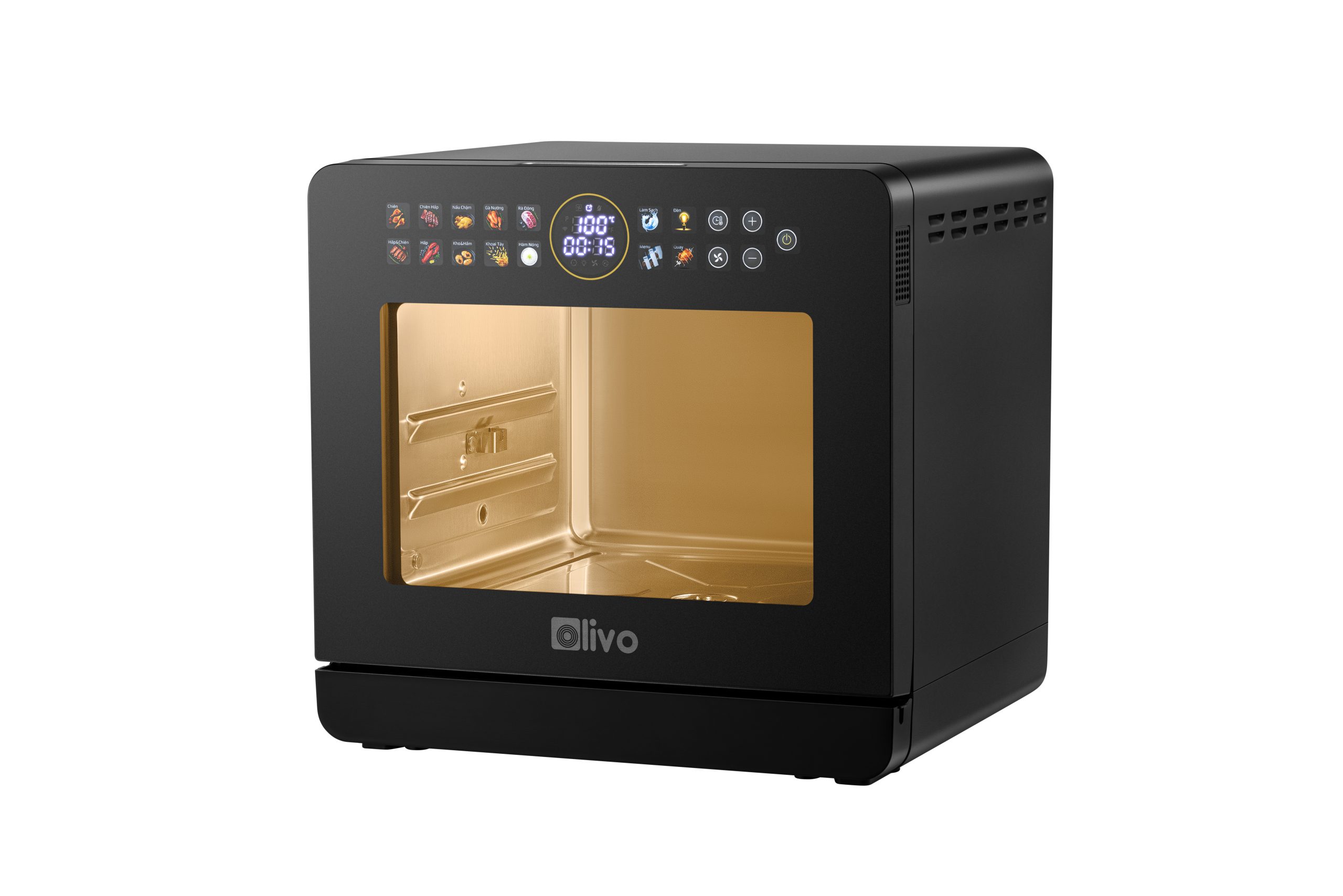 Nồi Chiên Hơi Nước OLIVO SF1800 - 100 Chức Năng - Phiên Bản Cao Cấp, Bảng Điều Khiển OLED, Dung tích vượt trội 18L, Hấp Nano Steam/Chiên Eco Fry thế hệ thứ 2, Vệ Sinh Dễ Dàng